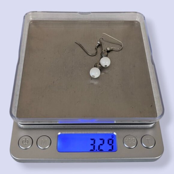 (2/$20) Dangling Heart & White Glass Earrings - Picture 4 of 4